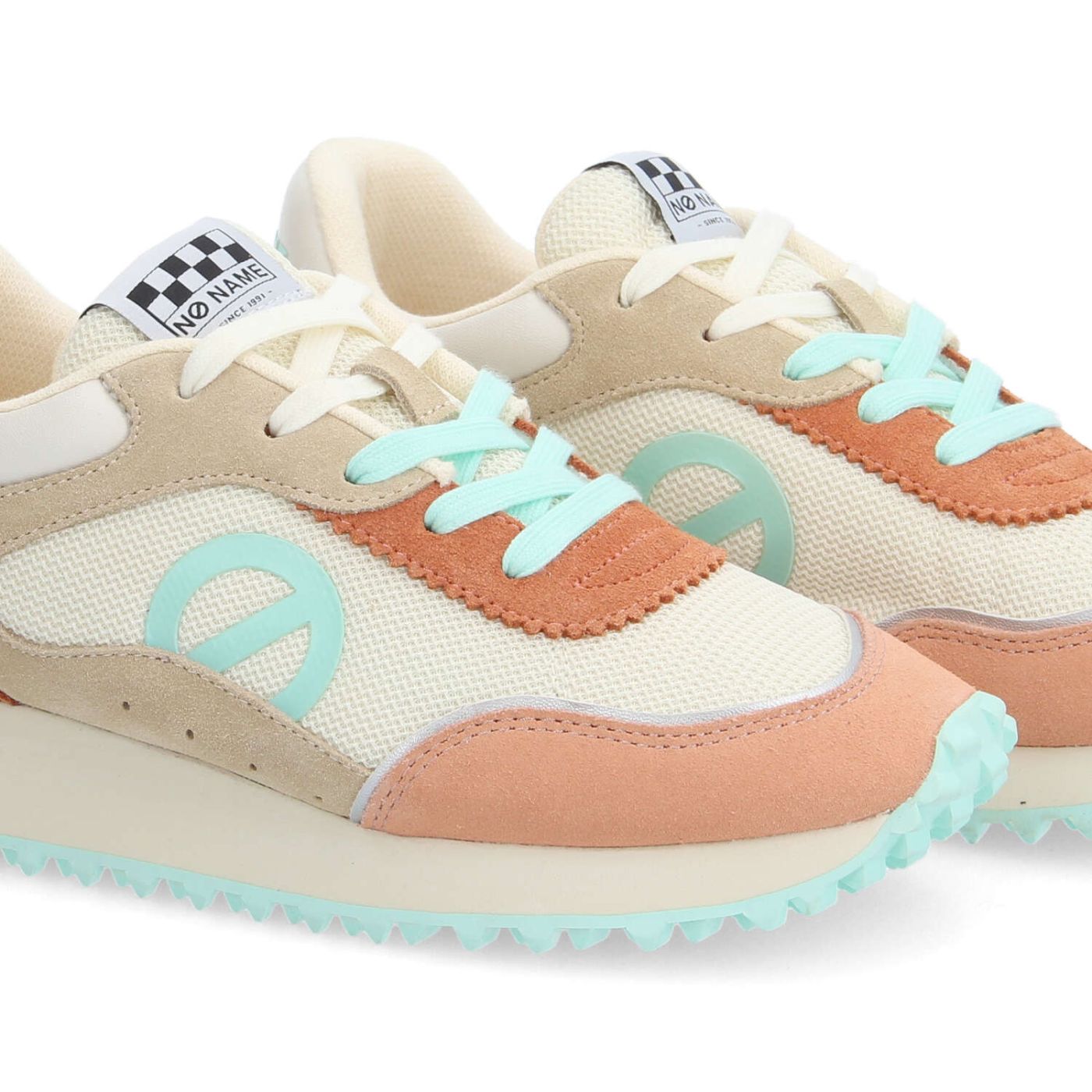 PUNKY JOGGER W - KNIT/SUEDE/SUED - BIANCO SPORCO/MELONE/TURCHESE